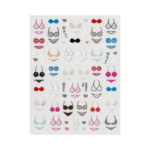 Autocollants nail art bikini et nœuds YT6063 avec motifs de plage colorés sur fond blanc