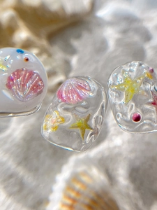 Macro di ciondoli per unghie 3D con stelle marine e conchiglie per nail art marina