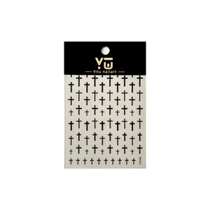 Embossed cross nail art sticker YT5706 with black vintage design for trendy manicures