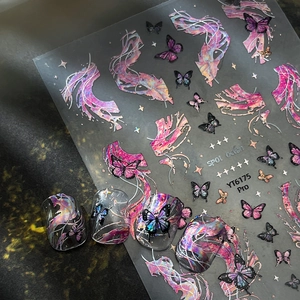 Autocollants Ongles Holographiques Papillon Design Laser Océan Étoilé Décalcomanies Manucure DIY Pour Femme YT6175 YT6176