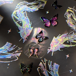 Lot d'autocollants papillons holographiques aux couleurs vives pour décoration DIY