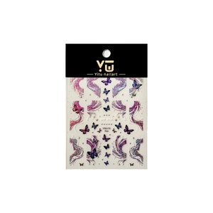 Stickers à ongles papillon double couche avec effet pailleté laser coloré Star Ocean
