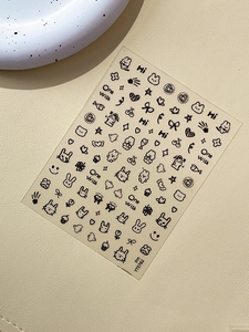 Détail des stickers ongles YT5782 avec motifs mignons de lapins et ours en lignes