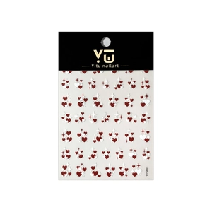Relief heart and star nail art stickers with red and white star motifs in YT5693 pack