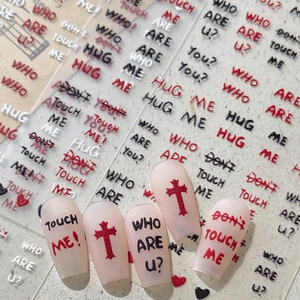 3D Embossed Letter Nail Stickers Gold Silver Stamping English Phrases Hearts Nail Art Decals For Women DIY Manicure Decoration