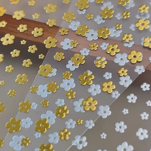 Exquisite gold and white flower nail art stickers set for minimalist DIY decoration