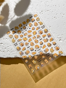 Cute orange cartoon cat embossed nail art stickers with various kittens poses YT6209