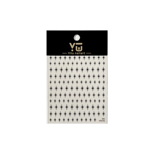 Minimalist black starburst nail art stickers YT5716 with shiny cross star patterns