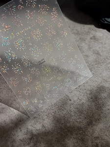 Detailed view of laser holographic butterfly and star nail stickers YT4496 with 3D texture