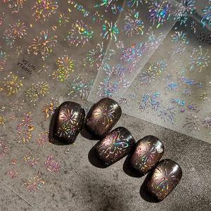 Holographic Laser Butterfly Firework Nail Art Stickers Self Adhesive Sparkly Star Manicure Decals For Women DIY Nail Decorations