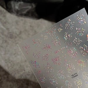 Laser holographic butterfly and fireworks nail art stickers with sparkling metallic finish