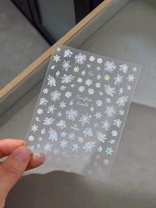 Detailed holographic laser snowflake nail stickers with iridescent star patterns YT4658