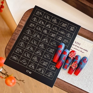 Chinese New Year nail art stickers featuring golden auspicious clouds and lucky characters