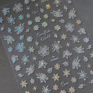 Holographic Snowflake Nail Stickers Winter Snow Ice Theme Self Adhesive Nail Decals For Women Christmas Party DIY Art Decorations