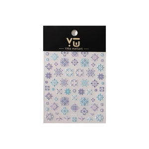 Stickers ongles 5D bohèmes avec motifs de mandalas et flocons de neige lavande