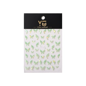 Iridescent butterfly nail stickers with laser shell effect for luxury nail art decoration