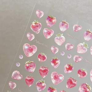 Adesivi per unghie fragola e cuore dolce con supporto autoadesivo per manicure