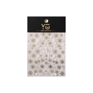 YITU gold and white snowflake nail art stickers with adhesive for festive manicures