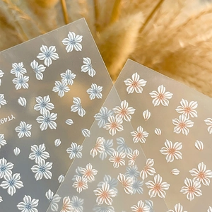 3D embossed floral nail stickers featuring delicate daisy patterns in blue and pink tones
