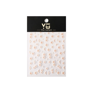 Embossed white and pink floral daisy nail art stickers YT4928 on transparent backing