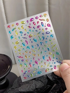 Macro shot of GdPro YT4993 colorful 3D jelly slime nail art stickers with eye patterns