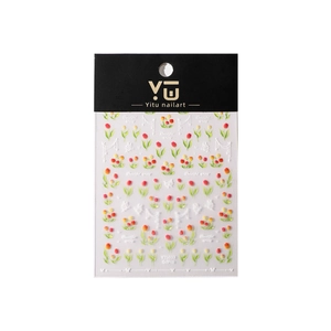 Autocollants 5D pour ongles motif tulipes et papillons avec des designs floraux