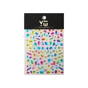 3D jelly cartoon monster nail stickers with colorful slime droplets and eye designs