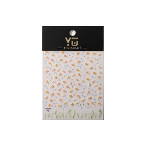Sparkling goldfish and aquatic plants nail art stickers with iridescent star details