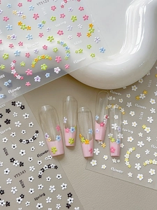 Detail of 3D embossed floral nail art stickers YT5123 featuring soft pastel flower designs