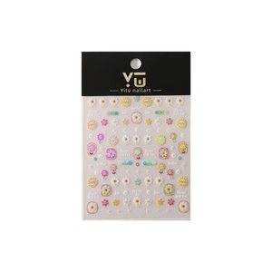Embossed sunflower nail art stickers with cute colorful daisy and smiley face designs