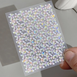 Laser seashell shell gradient flower nail art stickers with butterfly knot decorations