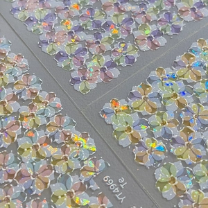 Laser glitter floral nail art stickers with colorful shell shine and flower patterns