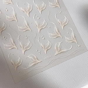 Adesivi per unghie 5D a coda di sirena a rilievo con perle bianche e linee, modello YT5132