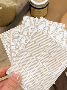 Minimalist champagne gold line nail art stickers with abstract geometric patterns