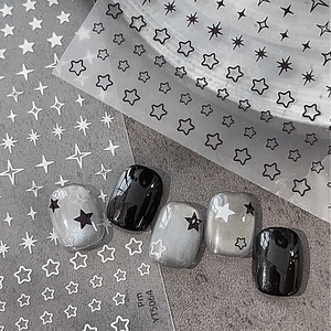 Autocollants d'Art Ongulaire Étoile Laser Holographique Or Argent Noir Blanc Étoile à Quatre Branches Scintillante pour Femmes Décoration Manucure DIY