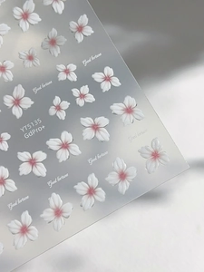 Close-up of pink cherry blossom nail art stickers with YT5135 GdPro+ model detail