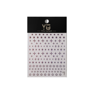 Autocollants holographiques pour ongles avec motifs d'étoiles scintillantes sur fond blanc