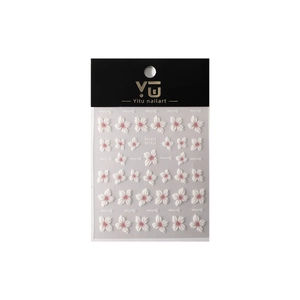5D embossed cherry blossom nail art stickers with white and pink floral relief YT5135