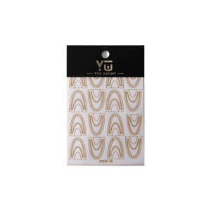 French minimalist gold rainbow curve nail art stickers set with YITU-13 design