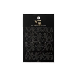 YITU YT-91 lace edge nail art stickers with geometric black and gold arch patterns