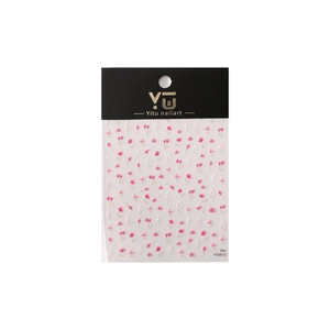 Adesivi per nail art con delicati motivi floreali rosa e bianchi su confezione