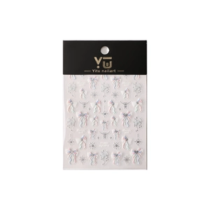 Sparkling starlight bow and heart nail stickers in pastel colors for DIY nail art