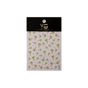 3D laser palm tree nail stickers with bird designs in professional retail packaging