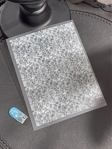 Silver water ripple nail art sticker with blue marble pattern display effect YT5266