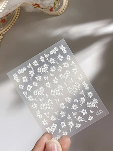 Detail of white 3D floral nail art sticker YT5286 with butterfly and branch patterns