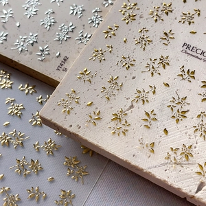 3D Geprägte Osmanthus Blumen Nagelaufkleber Gold Silber Metallische Textur Florale Nagel Abziehbilder Für Damen Nagelkunst Deko DIY