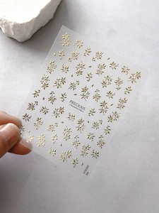 Golden embossed osmanthus flower nail art stickers with elegant floral motifs YT4344