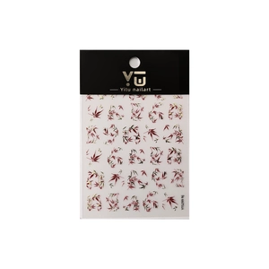 Elegant gold and reddish bamboo leaf nail art stickers with decorative maple patterns