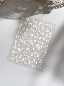 Floral nail stickers with white and pink flowers and butterflies design in variant YT5288