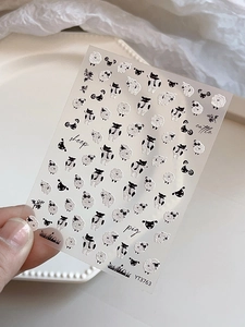 Détails de l'autocollant d'ongles 3D en relief avec motifs de mouton et porc dessin animé